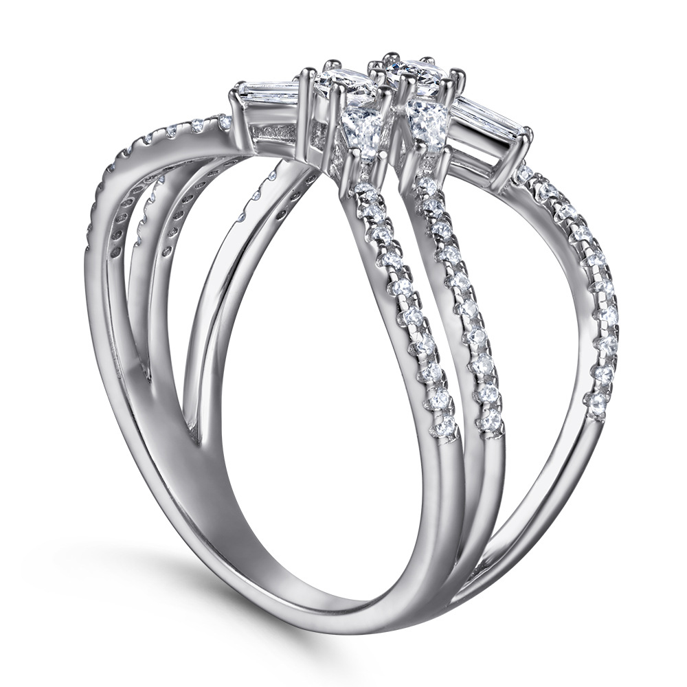 Women's Silvery Moissanite Full Pave Eternity Ring, Trendy Statement